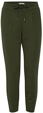 b.young BYRizetta Damen Hose Stoffhose Pants mit Stretch Kordelzug Bundfalten Eingrifftaschen Slim fit, Größe:M, Farbe:Rifle Green (190419)