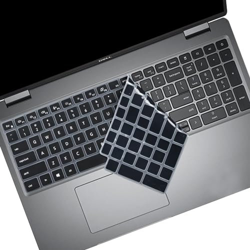 Silicone Keyboard Cover Skin for 15.6 Inch Dell Latitude 3550 3540 5520 5521 5530 5531 5550, 15.6 Inch Dell Precision 3560 3570 3561 3571 3590 3591 Laptop Keyboard Skin (Black)