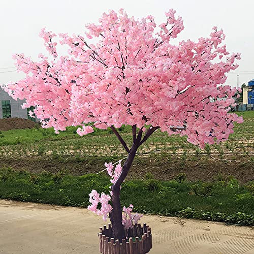 Arbres De Fleurs De Cerisier Roses Artificiels Denses Japonais Modernes Faits À La Main Arbre De Fleurs De Cerisier Intérieur Extérieur Maison Bureau Fête Mariage Pink- 2x1.5m