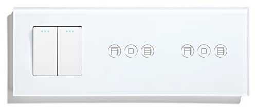 BSEED Interruptor de luz de 2 compartimentos de 1 vía con interruptor de persiana doble, compatible con Alexa Smart Life, Tuya y Google Home 228 mm, color blanco