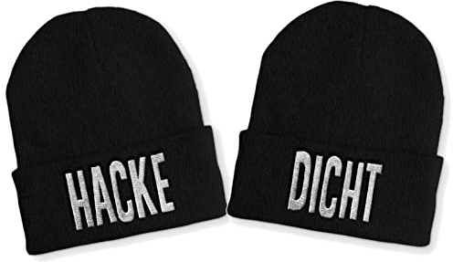 tshirtladen Hacke & Dicht Beanie 2er Set| Unisex Strickmütze | Weiche und warme Wintermütze | SoftTouch OneSize für Erwachsene | Gestickt