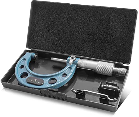 STAHLWERK Bügelmessschraube mit 25-50 mm Messbereich DIN 863 Mikrometer/Messschraube/Mikrometerschraube