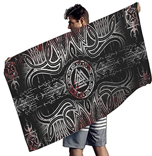 Zbbfwu Wikinger Blut Weiches Leichtes Strandtuch-großes Badetuch,Perfekt für Strand Schwimmen Wikinger-9 150x75cm