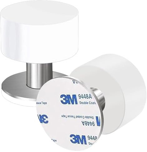PLURI - Premium Türstopper Wand Selbstklebend [2er Set] - Weiß, Wand-Puffer Gummi-Puffer, Boden Tür-Puffer, Door-Stopper Tür-Griff, Wand-Schutz Tür-Klinke, Wand-Stopper Wand-Montage Bodenmontage