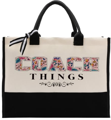 Gkwa Coach-Geschenk, Einkaufstasche, Canvas-Tragetasche zum Verschenken, Damen-Baumwoll-Leinen-Tasche, Coach-Geschenk, wiederverwendbare Einkaufstasche, Geschenk für Trainer, Coach-Geschenk,
