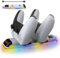 AriKroii Stazione di Ricarica per controller PS5 Slim, Base di Ricarica Simultanea di Dual Controller, con Luce RGB e Archiviazione per Cuffie,per PS5 Slim Disc/Digitale Edition