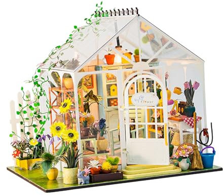 Perfeclan Puppenhaus-DIY-Miniatur-Bausätze, Gartenhaus-Dekor, DIY-Bastelarbeiten, Mini-Handarbeitshausmodell mit Zubehör für Erwachsene und Kinder