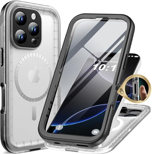 Cozycase Military Shockproof IP68 Waterproof Case for iPhone 13 Pro Max Compatible with MagSafe Clear Heavy Duty 360 Full Body With Screen Camera Protector Front Back Cover Dustproof Hard Tough Case