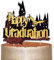 Wootkey Black Gold Glitter 2025 Congratulations Graduation Cake Topper Congrats Grad Cake Decor for 2025 High School College Senior Graduation Wizard Academy Theme Party Decorations Supplies