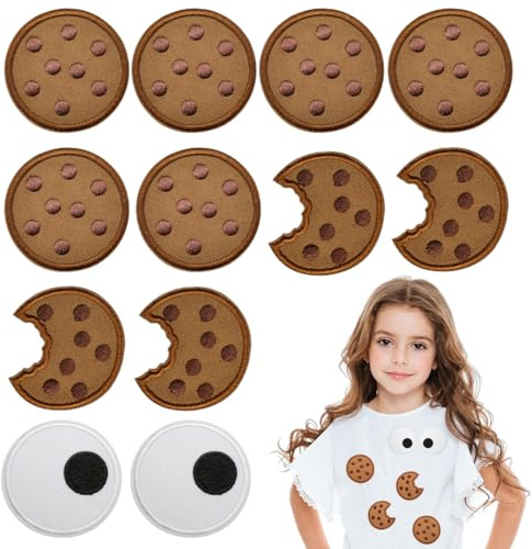 OIXYEY 12 Stück Keks Aufnäher Cookie Patches Zum Aufnähen Karneval Aufnäher Bügelbilder Applikation Für Kleidung