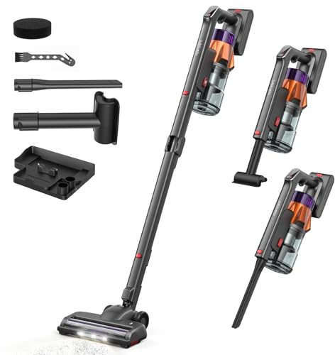 Lubluelu Faltbarer Akku Staubsauger, 650W 7-Schicht-Filtersystem, Bis zu 70 Min Laufzeit für Tierhaare, & Hartböden (Lavendel)