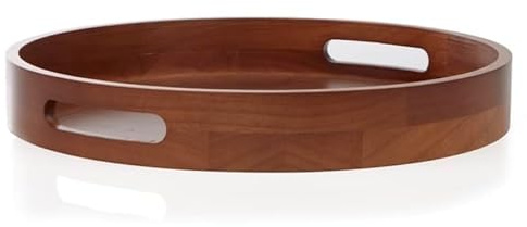 Mrs Hinch Round Wooden Tray with round warm Wood Finish, 35cm Diameter