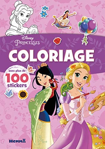 Disney Princesses – Coloriage avec plus de 100 stickers – Livre de coloriage avec stickers – Dès 4 ans