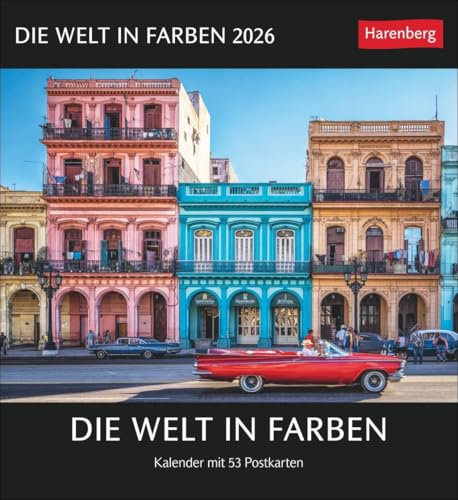 Die Welt in Farben Postkartenkalender 2026 - Kalender mit 53 Postkarten: Die schönsten Motive aus Landschaft, Architektur und Tierwelt. Farbenfroher ... in stimmungsvoll leuchtender Optik