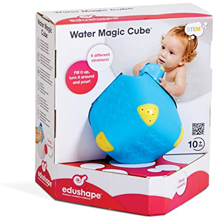 Edushape Water Magic Cube Childrens Bath Toy. Enhance Kids STEM Skills. Tactile Sensory Early Learning Development Gift. Childrens Tub Poor & Splash Toy. Fine Motor Skills 10 months +