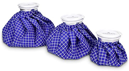 Navaris Kühlbeutel & Wärmflasche Set - 3 Größen warm und kalt - Kühlpads Eisbeutel Kältetherapie - Kühlkissen Weiß-Blau