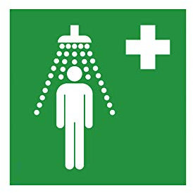 Rettungsschild als Symbol Notdusche nach ISO 7010, Beschreibung:200x200mm F