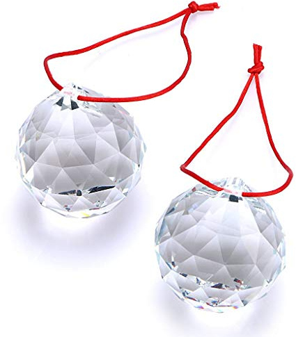 SUMNACON - 2 x 50 mm bolas Fengshui de cristal prisma con caja para regalo, decoración etc.