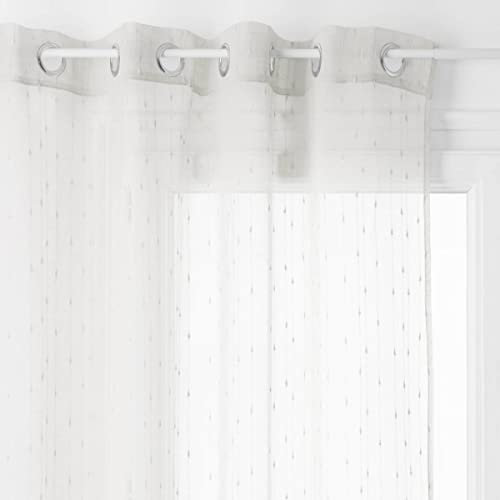 Homemaison Vorhang mit Ösen, dünne Streifen, vertikal, Polyester, Elfenbein, 240 x 140 cm
