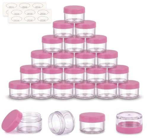 5 Gram Sample Pots, 50 Pcs Plastic Travel Pots for Toiletries, Mini Travel Containers with lids, Empty Cosmetic Containers for Face Creams, Samples, Make-Up