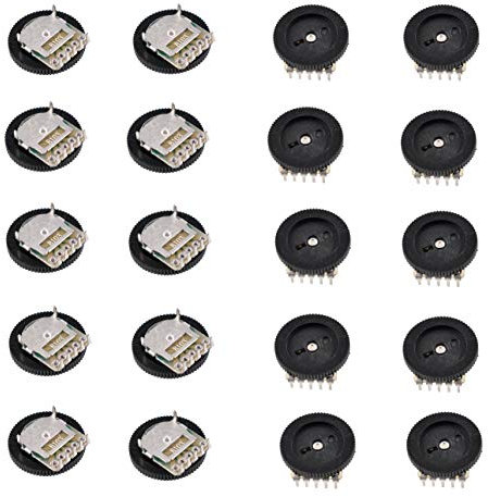 Oiyagai 20 Stück B103 16 x 2 mm 10 K Ohm Doppelzifferblatt Kegelrad Duplex Potentiometer