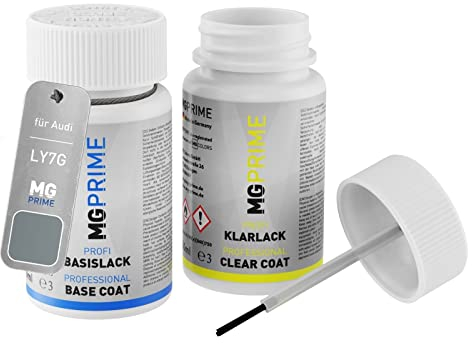 MG PRIME Autolack Lackstift Set für Audi LY7G / Y7G / Q4 Quarzgrau Metallic/Quartz Grey Metallic Basislack Klarlack je 50ml