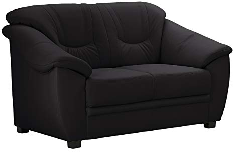 Cavadore 2-Sitzer Savana / 2er Ledersofa mit Federkern im klassischen Design / 148 x 90 x 90 / Echtleder Schwarz