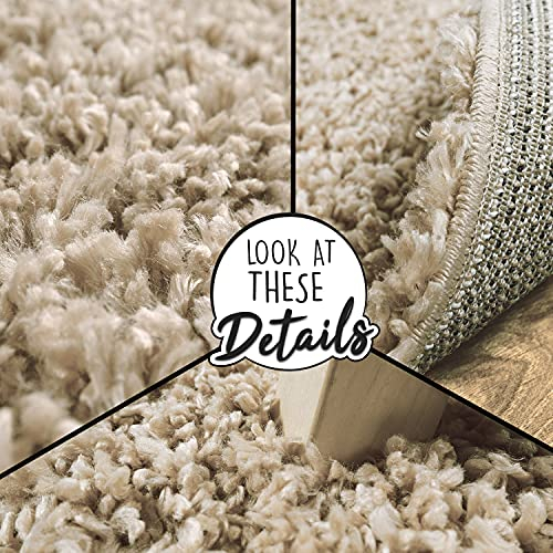 Paco Home Teppich Wohnzimmer, Schlafzimmer/Hochflor Shaggy in versch. Designs Farben und Größen, Grösse:140x200 cm, Farbe:Beige 5