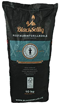 BlackSellig Restaurantgrillkohle 10 kg – Premium Hainbuchen-Holzkohle für langanhaltende Glut - FSC Zertifiziert