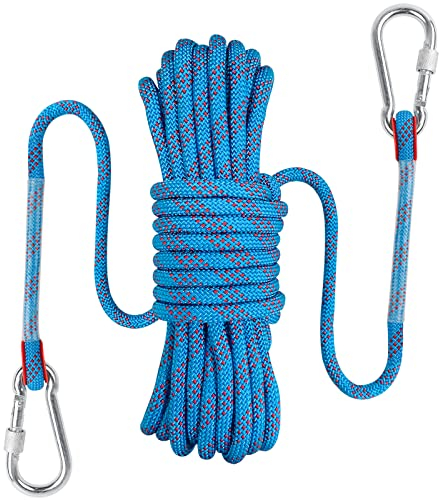 Bolatus 10mm Sicherheitsseil 10 Meters, Nylon im Freien Rettungsseil Hochfestes Seil mit Karabiner Sicherheitsseil für Anwendungen Notüberleben, Feuerrettung Tragegewicht 1500 KG