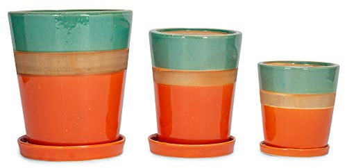 Vivid Türkis und Orange 20,3 cm Keramik Innen- oder Außenbereich Pflanzgefäß Set von 3
