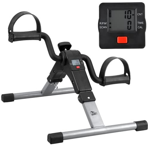 Uten Pedaltrainer, Mini-Heimtrainer, tragbarer Mini Bike Schreibtisch Fahrrad für Arm- und Beintrainer, verstellbares Sitztraining mit elektronischer Display