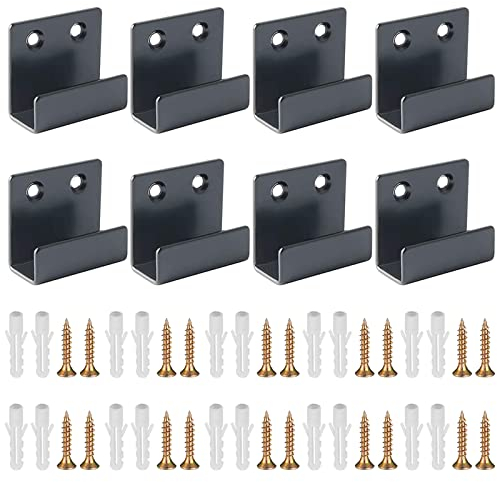 Hwtcjx 8 Pcs U Shaped Brackets, Mirror Brackets, U Bracket, Ceramic Tile Display Stand, Metal Hook with Screws Expansion Tube, for Oil Painting Display, Photo Frame Display (Black, 11mm Inner Width)