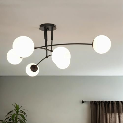 Licht-Erlebnisse Elegante Deckenleuchte Schwarz Weiß 3x E14 Modern Metall Glas SENARA Deckenlampe Wohnzimmer