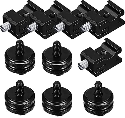 QQRASOAL 10 Pack Cold Shoe Mount & Hot Shoe Adapter, 1/4-20 DSLR Rig Kit
