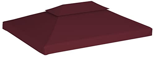 Gecheer Pavillon Dachplane mit Kaminabzug, Partyzelt Dach Ersatzdach Pavillondach Dachplane Zeltdach Pavillon Abdeckung für Gartenpavillon Partyzelt Gartenzelt, 310 g/m² 4x3 m Weinrot