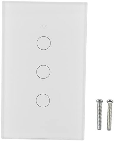 Interruptor de luz Inteligente de 3 vías, Interruptor de Pantalla táctil WiFi, Control de aplicación de un Solo círculo, Impermeable, a Prueba de Golpes, Interruptor WiFi Inteligente(White)
