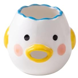 Fnjuucw Cute Egg Separator, Creative Ceramics Little Chicken Egg Yolk Separator Vomiting Chicken Small Egg Filter Splitter Baking Supplies Creative Kitchen Tool, Dishwasher Safe (B)