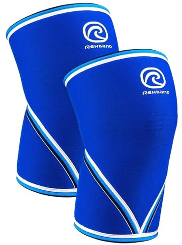 Rehband 7051 Classic 7mm V-Knee-Sleeve for Weightlifting, Competition Grade Powerlifting Knee Sleeve, Compression Sleeve for Crossfit, Squats, Gym, Colour:Blue - 1 Pair, Size:X-Small