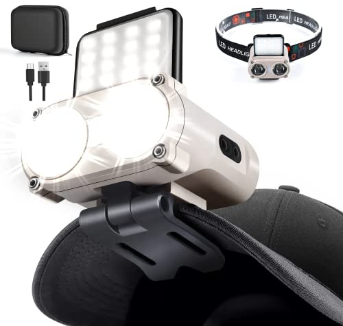 Hopedone LED Hard Hat Light, 800Lumens wiederholbare Dimmable Clip on Cap Lichter, 180° Anpassbare Hände Freier Hut Flashlight Headlamp Waterproof für Laufen, Camping, Jagd, Radfahren, Notfall