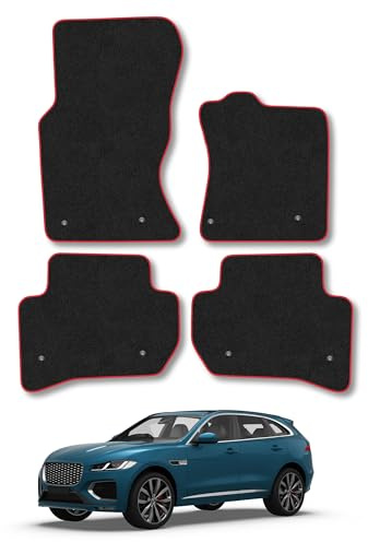 Jaguar F-Pace (2015-2020) Carpet Car Mats | Red Edge Trim Tailored Fit Floor Mats Full Coverage Protection Accessories Easy Clean Anti Slip Made in the UK