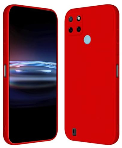 RankOne Funda para Realme C21Y / Realme C25Y (6.5 Inches) Carcasa de Silicona de TPU Suave - Rojo Chino