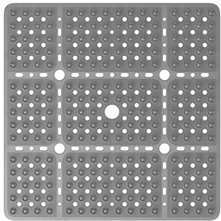 XIYUNTE Large Square Shower Mat Non Slip Anti Mould - 70x70cm Extra Large Non Slip Shower Mats for Inside Shower, Anti Slip Shower Mat for Elderly, Large Shower Tray Mat, Machine Washable, Clear Grey