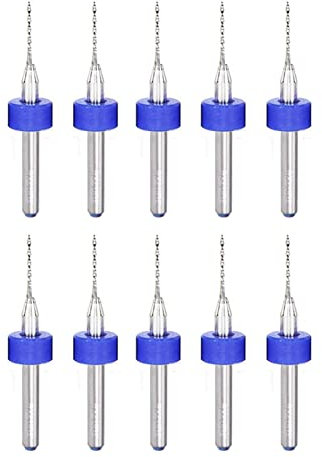 TA-VIGOR 10Pcs Micro Drill Bit 0.7mm, Dark Bule PCB Drill Bits with 1/8 Inch Shank Tungsten Carbide Drilling Rotary Tool for Print Circuit Board Stone CNC Engraving
