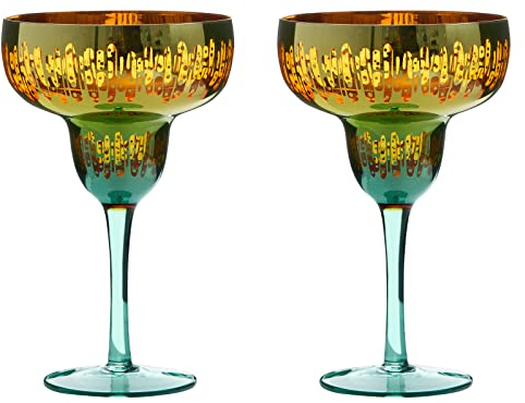 ARTLAND - Lot de 2 verres à margarita Fiesta - Colorés et éclectiques - Verres à cocktail - Fabriqués à la main