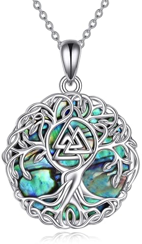 YFN Baum des Lebens Halskette Sterling Silber Viking Baum Anhänger Kette Valknut Amulett Keltischer Schmuck Geschenke für Damen Herren