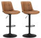 VASAGLE Barhocker 2er Set, Barstühle höhenverstellbar, drehbare Küchenhocker, gesteppter PU-Bezug, mit Rückenlehne und Fußstütze, Esszimmer, Theke, Stahl, karamellbraun LJB095K01