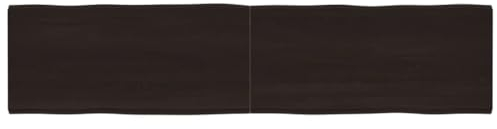vidaXL Tischplatte, Holzplatte für Tisch Esstisch Couchtisch, Massivholzplatte Handgefertigt mit Baumkante, Ersatztischplatte Scharnierdesign, Dunkelbraun 220x50x(2-4) cm Massivholz Behandelt