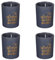 Duftkerzen im Glas - 4er-Set - Warm Winter Wishes Kerze, Advent, Weihnachten, Raumduft - Kein Ruß - Brenndauer: 45 Std - verschiedene Duftaromen – 8x8x9,5 cm (Schwarz - Duft: winter spices)