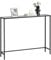 VASAGLE Mesa de Consola, Mesa de Entrada, Extremo del Sofá, Tablero de Vidrio Templado, Marco de Metal, Patas Ajustables, para Salón, Entrada, Pasillo, Negro Tinta y Gris Pizarra LGT132B01